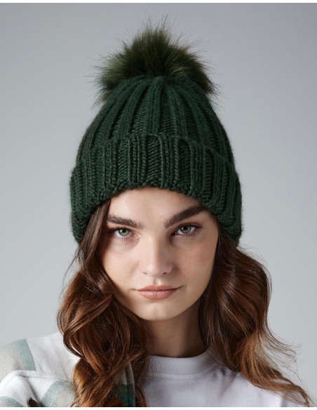 Verbier Fur Pop Pom Chunky Beanie5