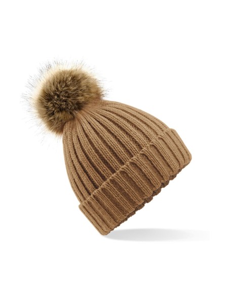 Fur Pop Pom Chunky Beanie0
