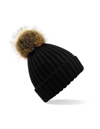 Fur Pop Pom Chunky Beanie1