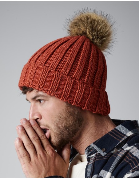 Fur Pop Pom Chunky Beanie12