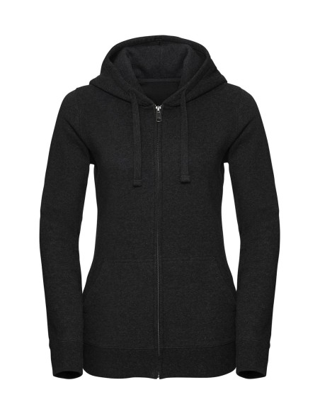 Ladies Authentic Melange Zipped Hood Sweat1