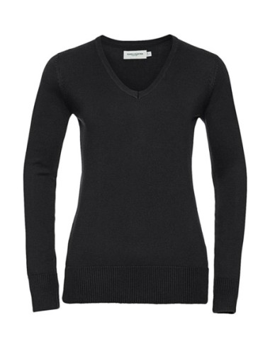 Ladies V-Neck Knitted Pullover0