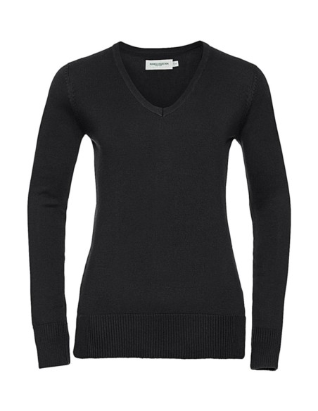 Ladies V-Neck Knitted Pullover0