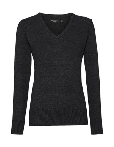 Ladies V-Neck Knitted Pullover1