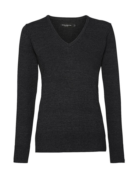 Ladies V-Neck Knitted Pullover1