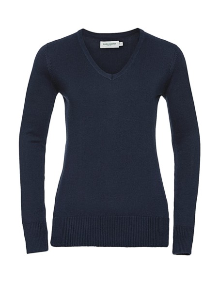 Ladies V-Neck Knitted Pullover2