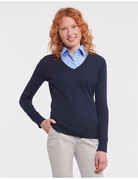 Ladies V-Neck Knitted Pullover6