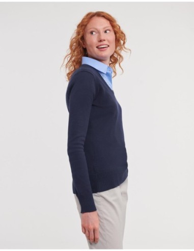 Ladies V-Neck Knitted Pullover7
