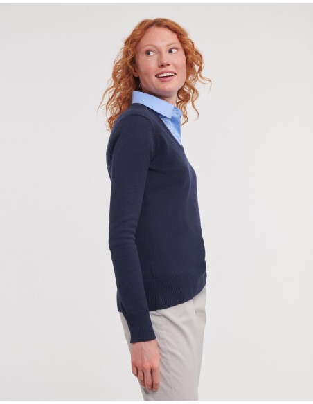 Ladies V-Neck Knitted Pullover7