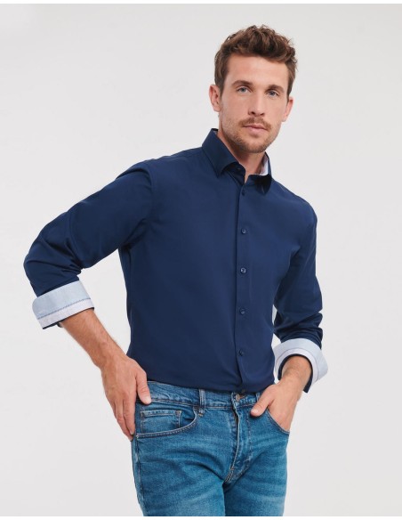Mens LS Tailored Contrast Ultimate Stretch Shirt3