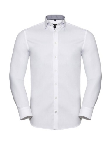 Tailored Contrast Herringbone Shirt LS0