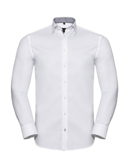 Tailored Contrast Herringbone Shirt LS0