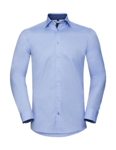 Tailored Contrast Herringbone Shirt LS1