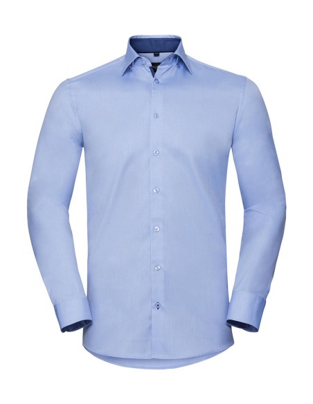 Tailored Contrast Herringbone Shirt LS1