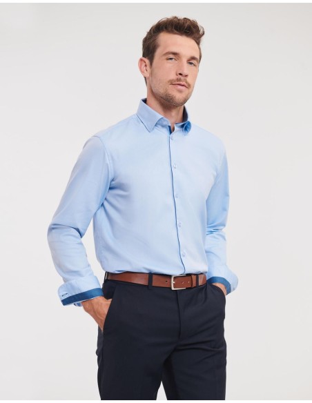 Tailored Contrast Herringbone Shirt LS3