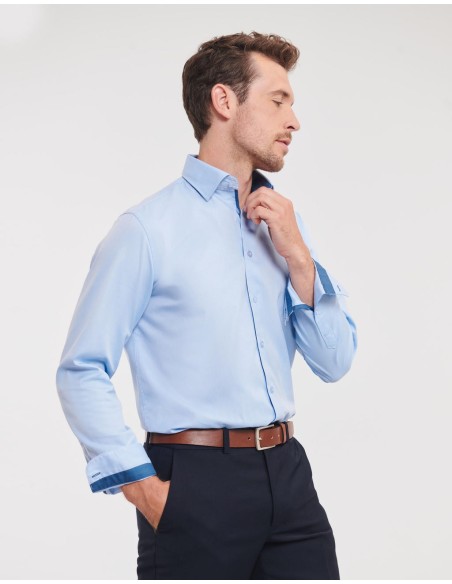 Tailored Contrast Herringbone Shirt LS4