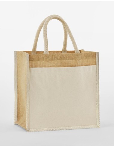 Cotton Pocket Natural Starched Jute Midi Tote0