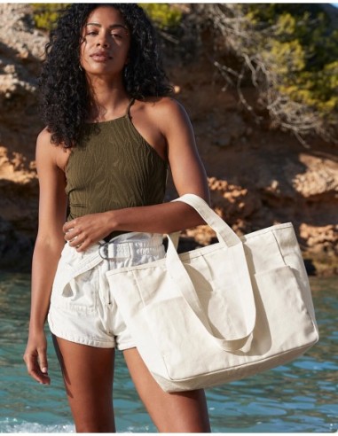 Double Handle Cargo Pocket Tote0