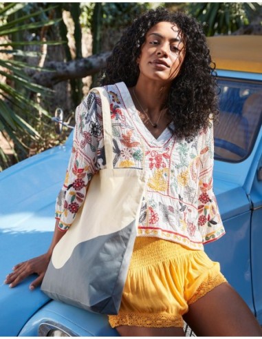 Organic Cotton Wave Print Maxi Tote0