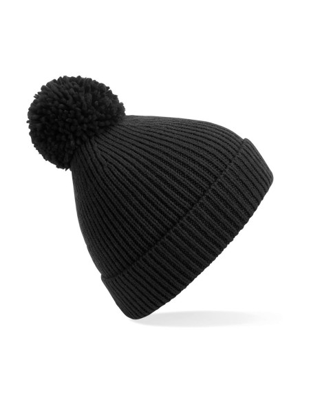 Engineered Knit Ribbed Pom Pom Beanie0