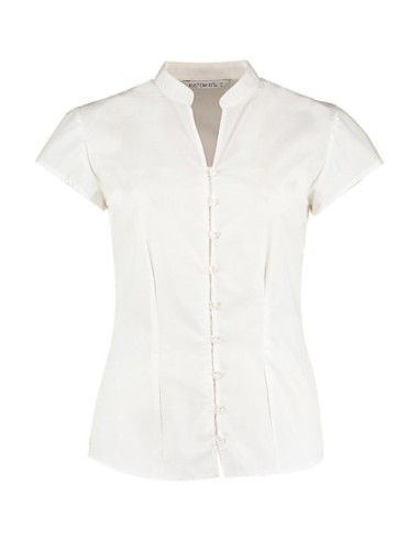 Womens Tailored Fit Mandarin Collar Blouse SSL0