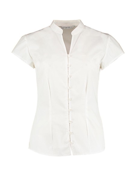 Womens Tailored Fit Mandarin Collar Blouse SSL0