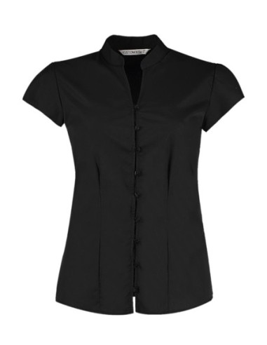 Womens Tailored Fit Mandarin Collar Blouse SSL1