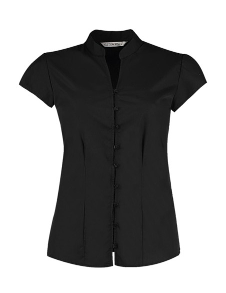 Womens Tailored Fit Mandarin Collar Blouse SSL1