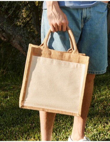 Cotton Pocket Jute Midi Tote1
